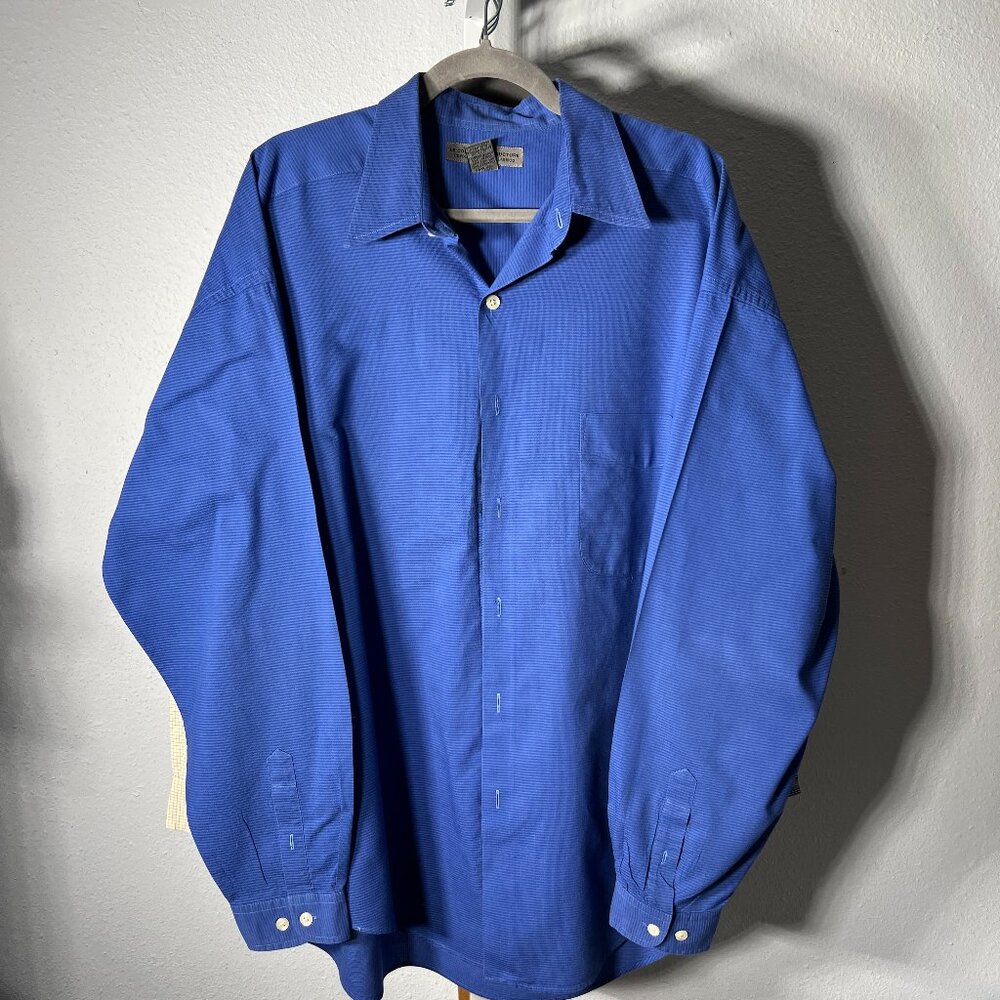 Le Collezioni Structure 100% Cotton Blue Long-Sleeve Button-Up SZ Lrg